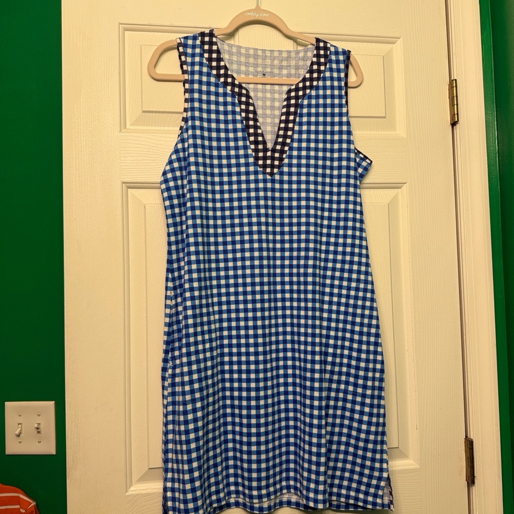 Draper James Light Blue and Cream Checkered Dress